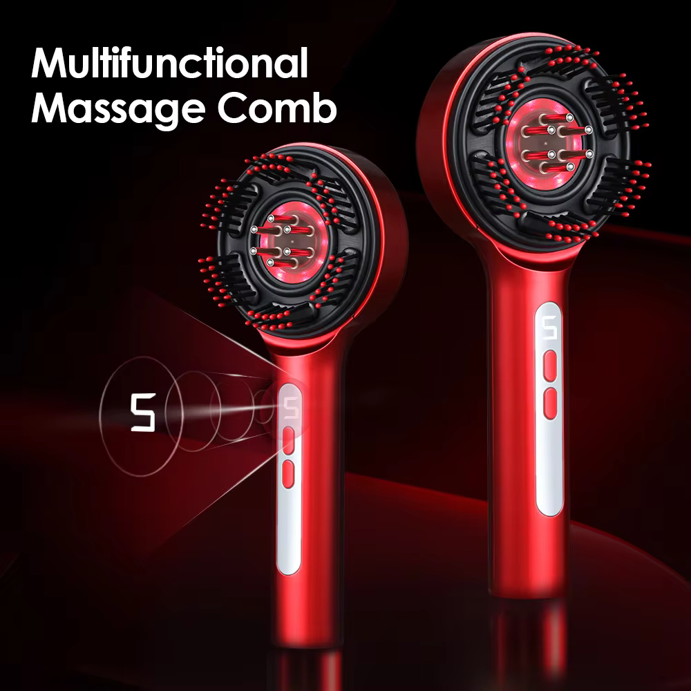 Scalp Massage Comb Electric Head Massager - Scalp Massage Comb Electric Head Massager with 3-Color LED Light, 6ml Refillable