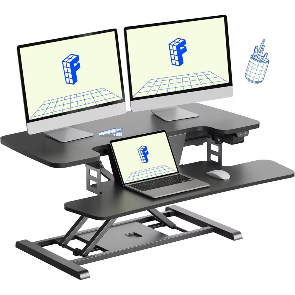 35 Motorized Standing Desk Converter - 35 Motorized Standing Desk Converter, Adjustable Laptop Stand with Spacious Keyb
