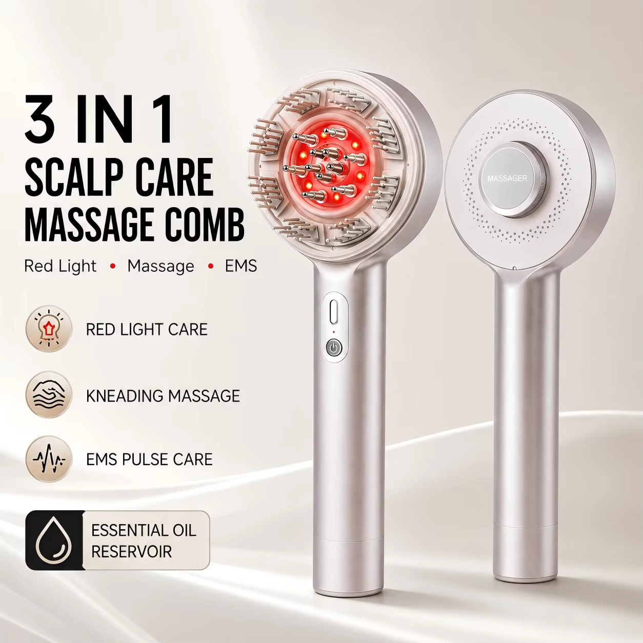 Red Light Scalp Massager Comb EMS Electric Head - Red Light Scalp Massager Comb EMS Electric Head Massage Brush Essential Oil Rese
