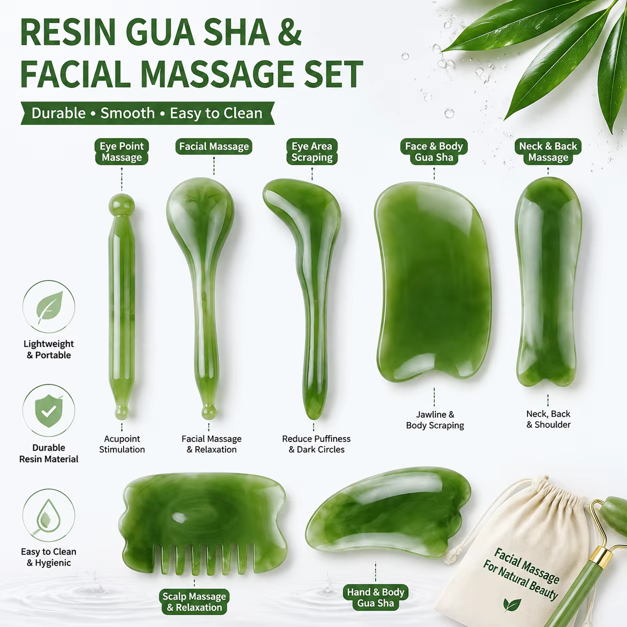 7PCS Guasha Beauty Massage Scraping Massage - 7PCS Guasha Beauty Massage Scraping Massage Scraper Natural Resin GuaSha Tool Ma