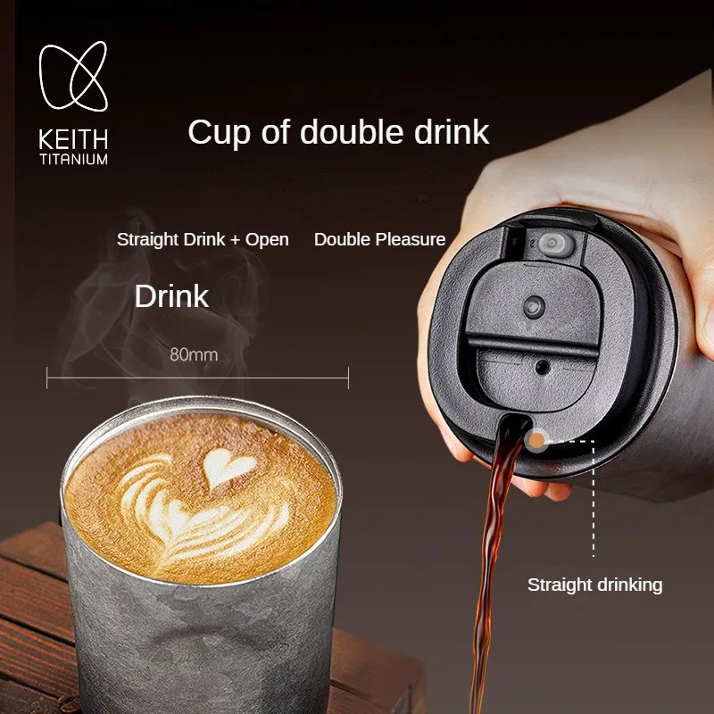 KEITH Pure Titanium Coffee Cup Vacuum Insulated Travel Mug