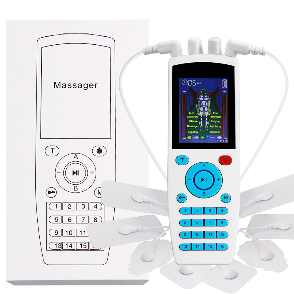 4 Channel TENS EMS Pulse Massager Machine 20 Intensity 16 Modes Electro Stimulator Full Body Muscle Pain Relief Home Relax Tool