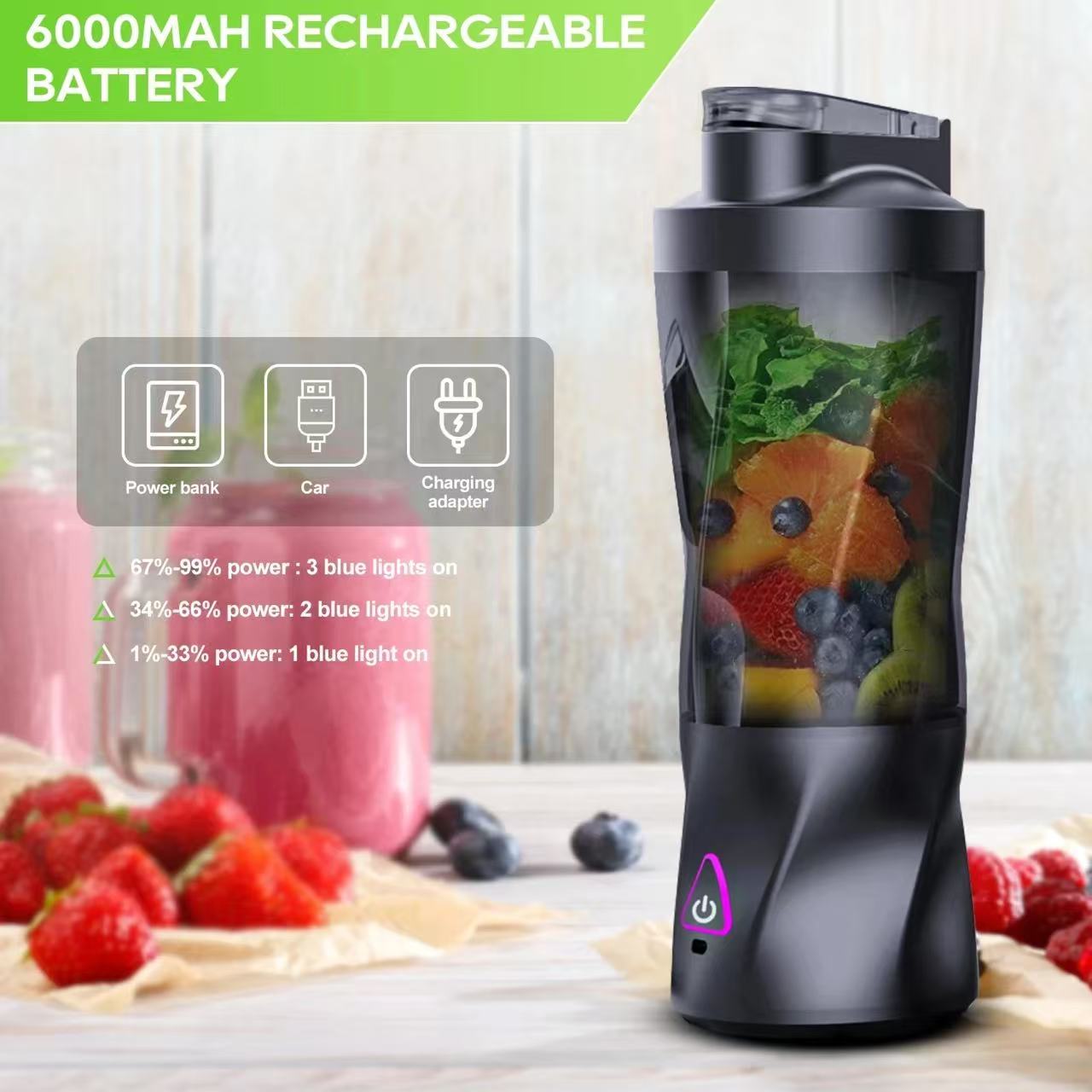 Portable Electric Juicer 700ML USB Rechargeable Multifunctional Blender for Fresh Fruit Shakes Smoothies Outdoor Mixing Cup